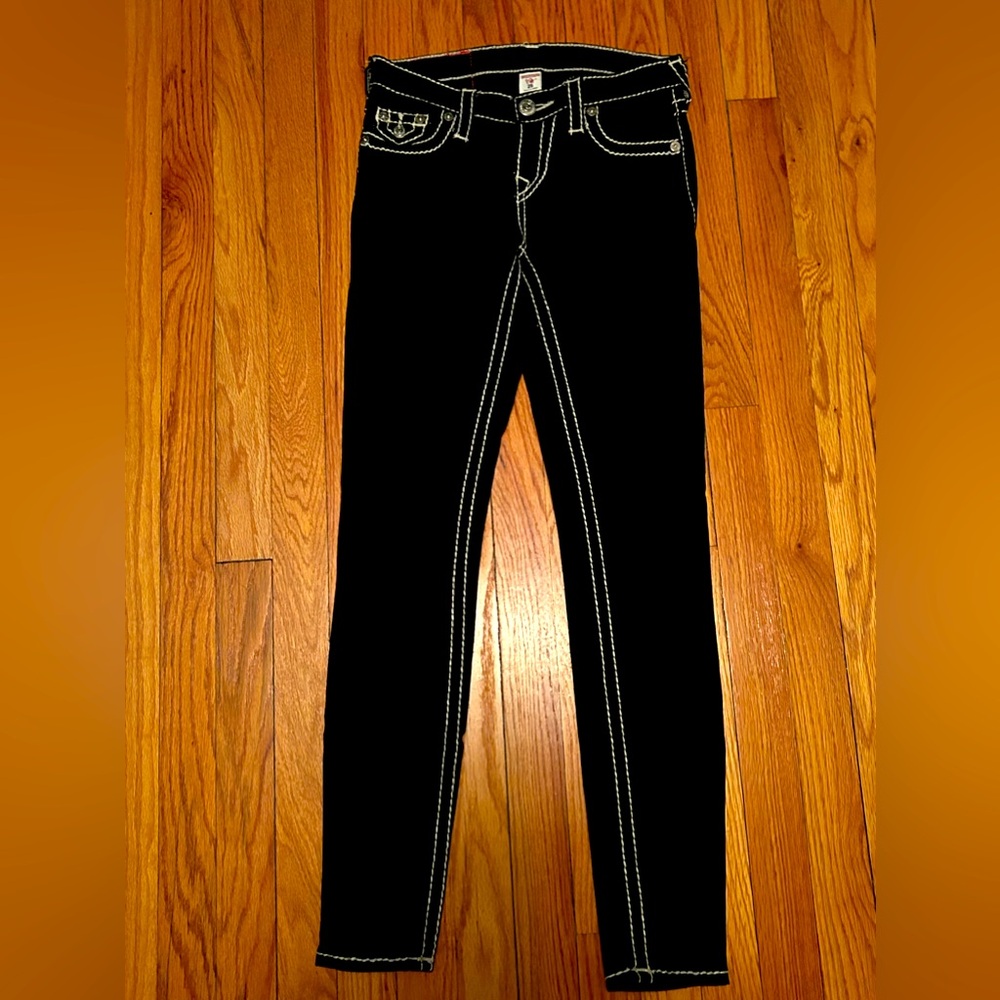 True Religion Super skinny black jeans size 25***Excellent Condition!